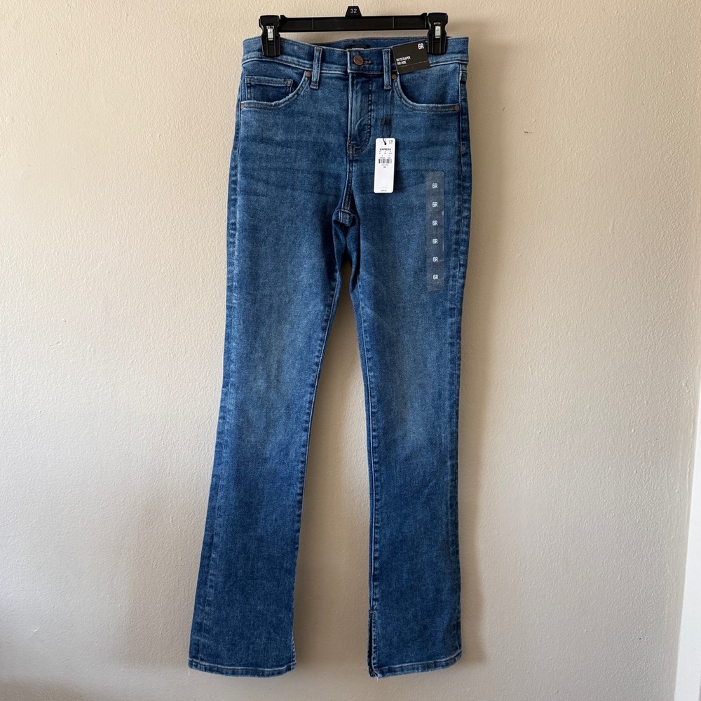 Express Women's Dark Blue Flare Jeans
